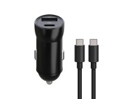 Incarcator Auto  MaxLife 20W iesire dubla USB A / USB type C + cablu USB type C / USB type C